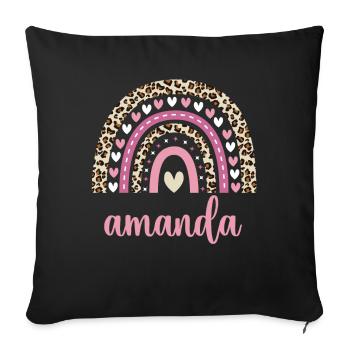 Amanda Regenbogen Name Geburtstag Amanda - Sofakissenbezug 45 x 45 cm - Schwarz - Vorne