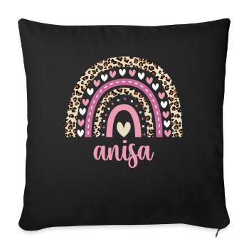 Anisa Regenbogen Name Geburtstag Anisa - Sofakissenbezug 45 x 45 cm - Schwarz - Vorne