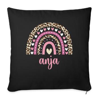 Anja Regenbogen Name Geburtstag Anja - Sofakissenbezug 45 x 45 cm - Schwarz - Vorne