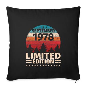 45th Birthday September Vintage 1978 Vintage - Sofa pillowcase 17,3'' x 17,3'' (45 x 45 cm) - black - Front
