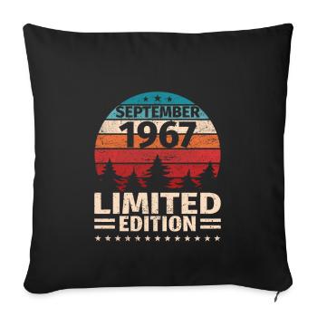 56ème anniversaire Septembre Millésime 1967 Millésime - Housse de coussin décorative 45 x 45 cm - noir - Devant