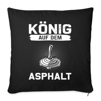 König auf dem Asphalt Eisstock Eisstockschießen - Sofakissenbezug 45 x 45 cm - Schwarz - Vorne