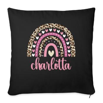 Charlotta Regenbogen Name Geburtstag Charlotta - Sofakissenbezug 45 x 45 cm - Schwarz - Vorne