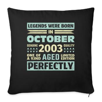20ème anniversaire Octobre Millésime 2003 Millésime - Housse de coussin décorative 45 x 45 cm - noir - Devant