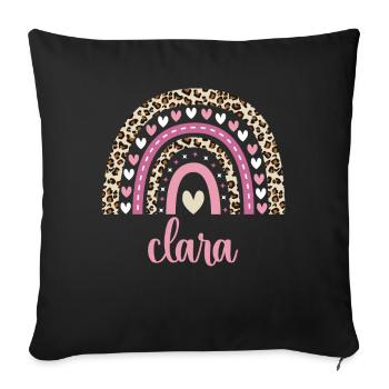 Clara Regenbogen Name Geburtstag Clara - Sofakissenbezug 45 x 45 cm - Schwarz - Vorne