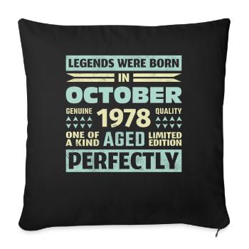 45th Birthday October Vintage 1978 Vintage - Sofa pillowcase 17,3'' x 17,3'' (45 x 45 cm) - black - Front