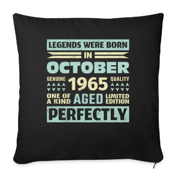 58ème anniversaire Octobre Millésime 1965 Millésime - Housse de coussin décorative 45 x 45 cm - noir - Devant