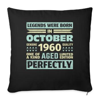 63rd Birthday October Vintage 1960 Vintage - Sofa pillowcase 17,3'' x 17,3'' (45 x 45 cm) - black - Front