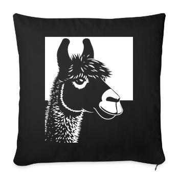 Lustige Lama-Silhouette Freche Spaß-Lamas - Sofakissenbezug 45 x 45 cm - Schwarz - Vorne