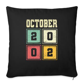 21ème anniversaire Octobre Millésime 2002 Millésime - Housse de coussin décorative 45 x 45 cm - noir - Devant