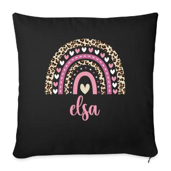 Elsa Regenbogen Name Geburtstag Elsa - Sofakissenbezug 45 x 45 cm - Schwarz - Vorne