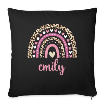Emily Regenbogen Name Geburtstag Emily - Sofakissenbezug 45 x 45 cm - Schwarz - Vorne