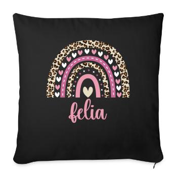 Felia Regenbogen Name Geburtstag Felia - Sofakissenbezug 45 x 45 cm - Schwarz - Vorne