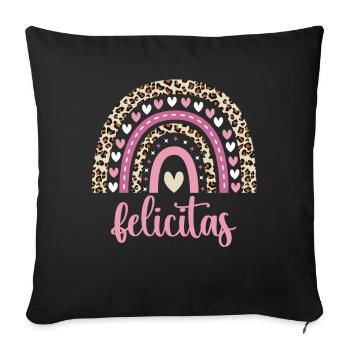 Felicitas Regenbogen Name Geburtstag Felicitas - Sofakissenbezug 45 x 45 cm - Schwarz - Vorne