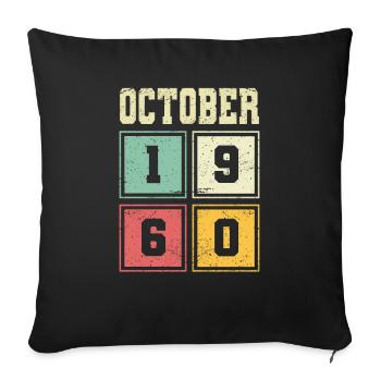 63rd Birthday October Vintage 1960 Vintage - Sofa pillowcase 17,3'' x 17,3'' (45 x 45 cm) - black - Front