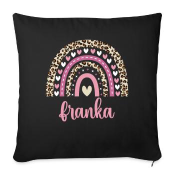 Franka Regenbogen Name Geburtstag Franka - Sofakissenbezug 45 x 45 cm - Schwarz - Vorne