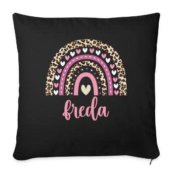 Freda Regenbogen Name Geburtstag Freda - Sofakissenbezug 45 x 45 cm - Schwarz - Vorne