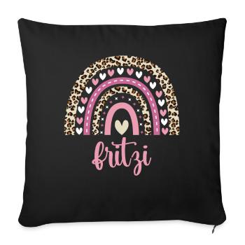 Fritzi Regenbogen Name Geburtstag Fritzi - Sofakissenbezug 45 x 45 cm - Schwarz - Vorne