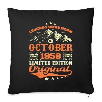 Original October 1968 vintage anniversary 1968 - Sofa pillowcase 17,3'' x 17,3'' (45 x 45 cm) - black - Front