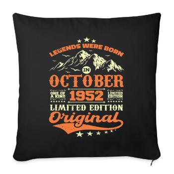 Original Oktober 1952 Jahrgang Jubiläum 1952 - Sofakissenbezug 45 x 45 cm - Schwarz - Vorne