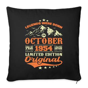 Original October 1954 vintage anniversary 1954 - Sofa pillowcase 17,3'' x 17,3'' (45 x 45 cm) - black - Front