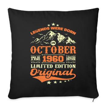 Original October 1960 vintage anniversary 1960 - Sofa pillowcase 17,3'' x 17,3'' (45 x 45 cm) - black - Front