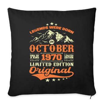 Original octobre 1970 vintage anniversaire 1970 - Housse de coussin décorative 45 x 45 cm - noir - Devant