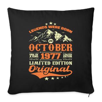 Original octobre 1977 vintage anniversaire 1977 - Housse de coussin décorative 45 x 45 cm - noir - Devant