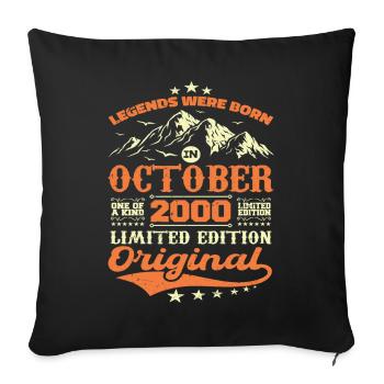 Original Oktober 2000 Jahrgang Jubiläum 2000 - Sofakissenbezug 45 x 45 cm - Schwarz - Vorne