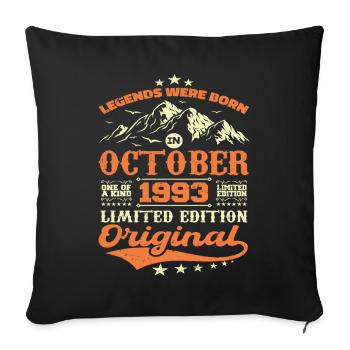 Original octobre 1993 vintage anniversaire 1993 - Housse de coussin décorative 45 x 45 cm - noir - Devant