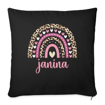 Janina Regenbogen Name Geburtstag Janina - Sofakissenbezug 45 x 45 cm - Schwarz - Vorne