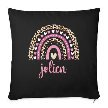 Jolien Regenbogen Name Geburtstag Jolien - Sofakissenbezug 45 x 45 cm - Schwarz - Vorne