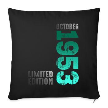 Year 1953 Month October 1953 Retro Vintage 1953 - Sofa pillowcase 17,3'' x 17,3'' (45 x 45 cm) - black - Front