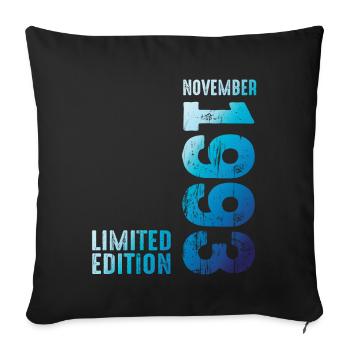 Année 1993 En Novembre 1993 Retro Vintage 1993 - Housse de coussin décorative 45 x 45 cm - noir - Devant