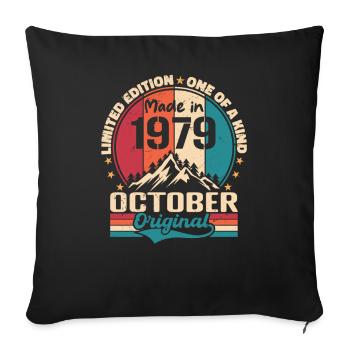 October 1979 Birthday Gift 1979 October - Sofa pillowcase 17,3'' x 17,3'' (45 x 45 cm) - black - Front