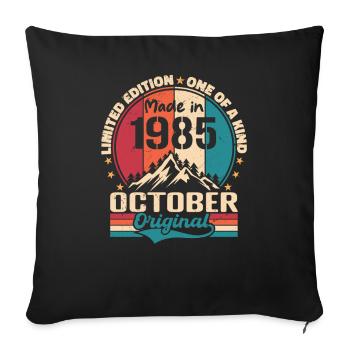 Octobre 1985 Cadeau D'anniversaire 1985 Octobre - Housse de coussin décorative 45 x 45 cm - noir - Devant