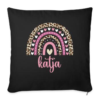 Katja Regenbogen Name Geburtstag Katja - Sofakissenbezug 45 x 45 cm - Schwarz - Vorne