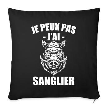 Je Peux Pas J'ai Sanglier Humour Chasse humorist - Housse de coussin décorative 45 x 45 cm - noir - Devant