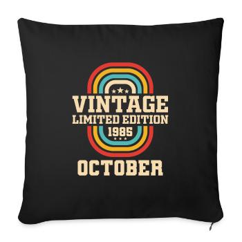 38th Birthday October Vintage 1985 Vintage - Sofa pillowcase 17,3'' x 17,3'' (45 x 45 cm) - black - Front