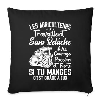 Les agriculteurs travaillent sans relâche - cadeau - Housse de coussin décorative 45 x 45 cm - noir - Devant