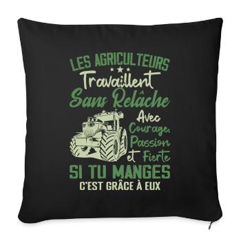 Les agriculteurs travaillent sans relâche - cadeau - Housse de coussin décorative 45 x 45 cm - noir - Devant