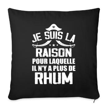 Cadeau Humour Pirates Rhum - Housse de coussin décorative 45 x 45 cm - noir - Devant