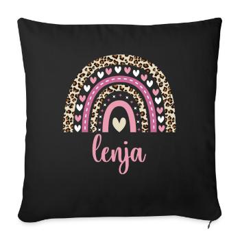 Lenja Regenbogen Name Geburtstag Lenja - Sofakissenbezug 45 x 45 cm - Schwarz - Vorne
