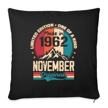 Novembre 1962 Millésime Vintage Anniversaire Rétro - Housse de coussin décorative 45 x 45 cm - noir - Devant