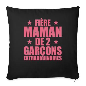 Fière Maman de 2 Garçons Extraordinaire - Cadeau - Housse de coussin décorative 45 x 45 cm - noir - Devant