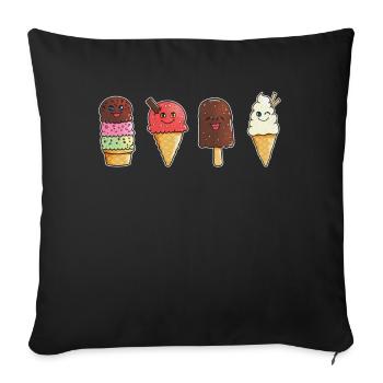 Saveurs de crème glacée Amateurs de crème glacée Les enfants adorent la crème glacée Popsicle en bois - Housse de coussin décorative 45 x 45 cm - noir - Devant