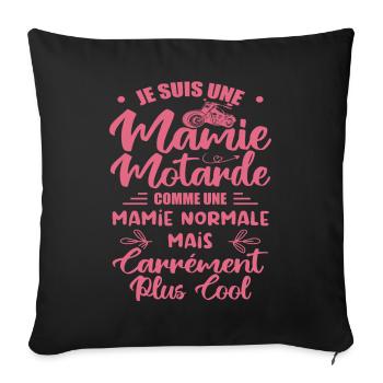 Mamie Motarde Mamou Humour - Housse de coussin décorative 45 x 45 cm - noir - Devant