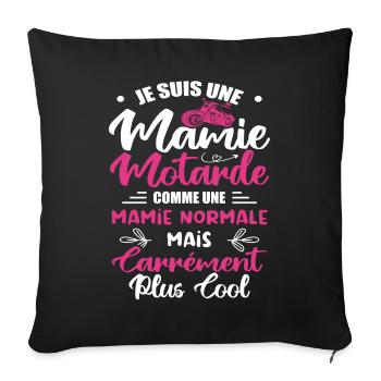 Mamie Motarde Mamou Humour - Housse de coussin décorative 45 x 45 cm - noir - Devant