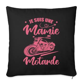 Mamie Motarde Mamou Humour - Housse de coussin décorative 45 x 45 cm - noir - Devant