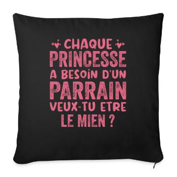 Veux Tu Etre Mon Parrain - Housse de coussin décorative 45 x 45 cm - noir - Devant